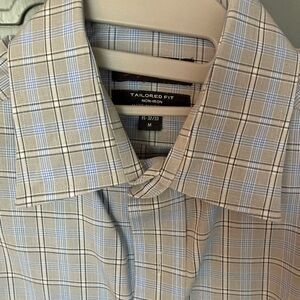 Kirkland signature Men's Tailored Fit Plaid Dress Shirt - Gray and Blue